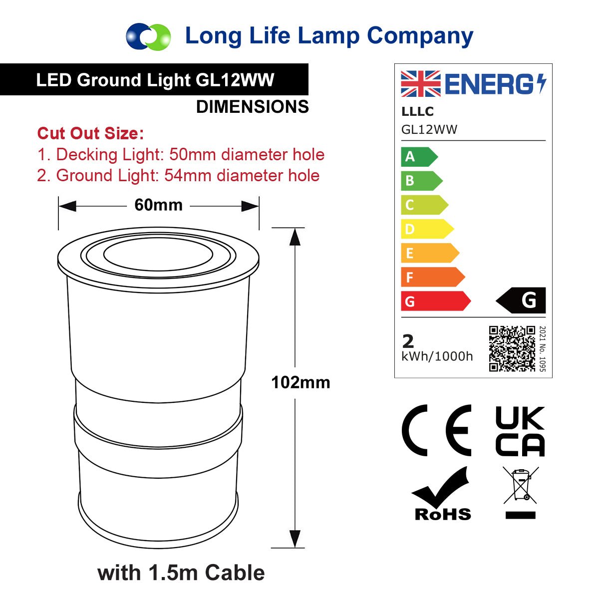 1.5W LED Ground Light Brushed Chrome IP67 Warm White 3000K - Energy Light Bulbs - Free delivery on all orders