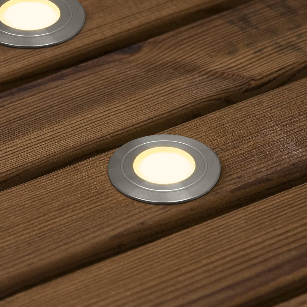 1.5W LED Ground Light Brushed Chrome IP67 Warm White 3000K - Energy Light Bulbs - Free delivery on all orders