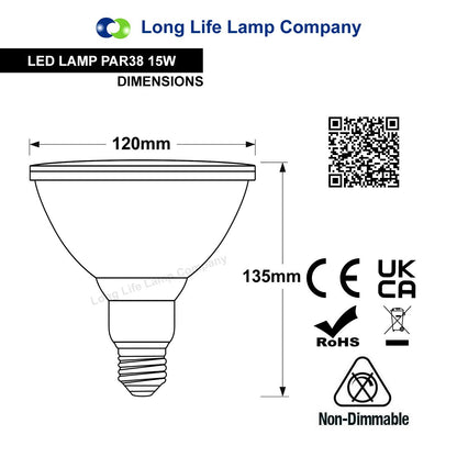 15w LED PAR38 Coloured Outdoor Garden Spot Light Bulb E27 - Free delivery on all orders