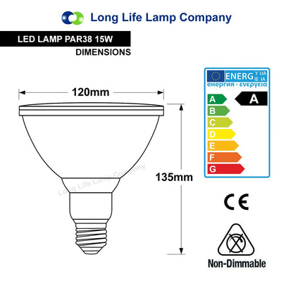 15w LED PAR38 Coloured Outdoor Garden Spot Light Bulb E27 - Energy Light Bulbs - Free delivery on all orders