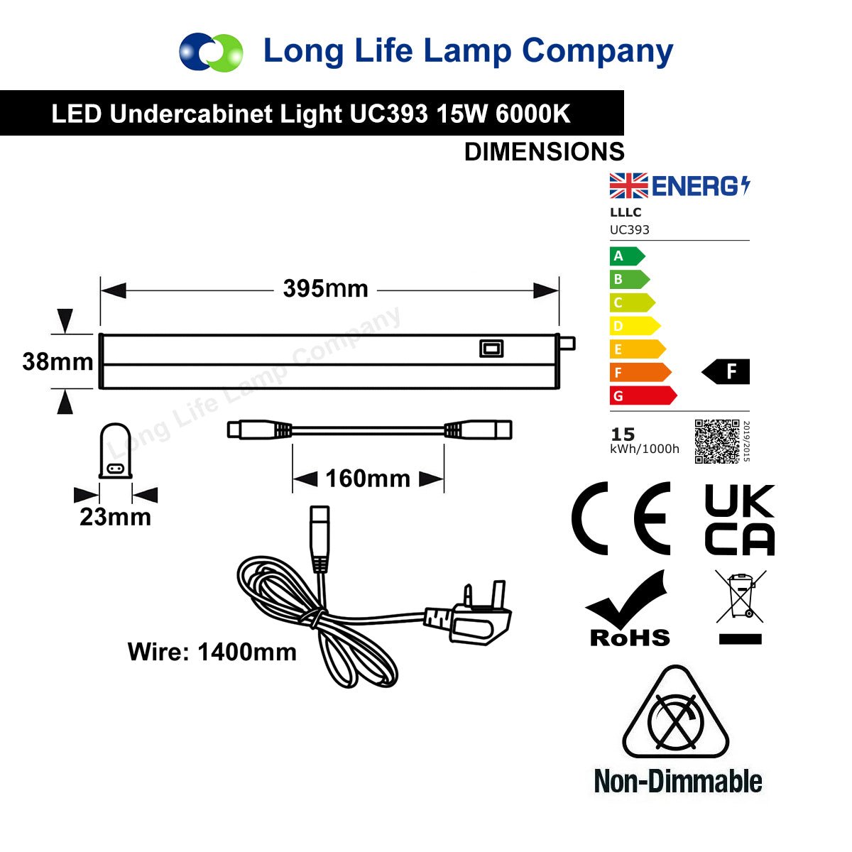 15W T5 Under Cabinet LED Light 6000K Cool White Linkable 3 Pack UC393 - Free delivery on all orders