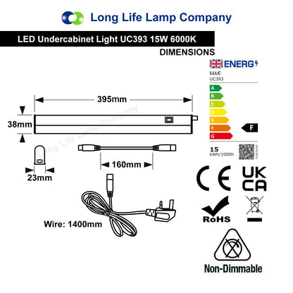 15W T5 Under Cabinet LED Light 6000K Cool White Linkable 3 Pack UC393 - Free delivery on all orders