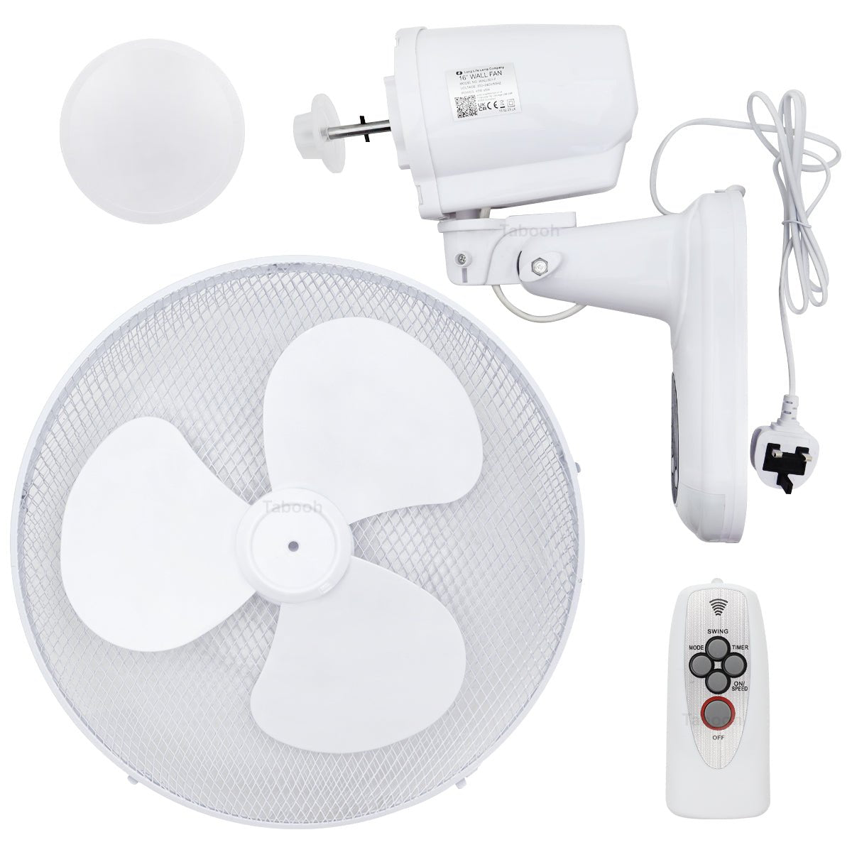 16 Inch Oscillating Wall Fan with Remote, Timer & 3 Speeds - Energy Light Bulbs - Free delivery on all orders