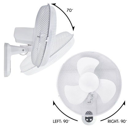 16 Inch Oscillating Wall Fan with Remote, Timer & 3 Speeds - Energy Light Bulbs - Free delivery on all orders