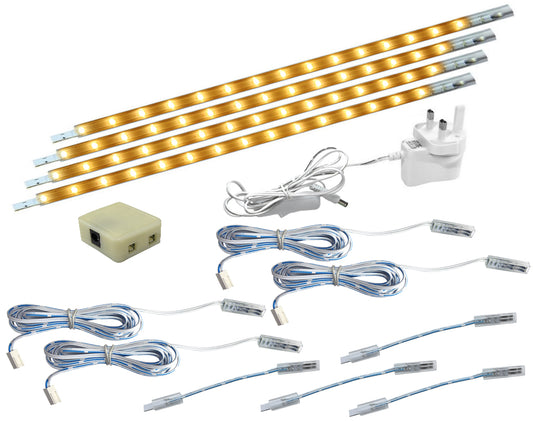 4 x 30cm Plug In LED Under Kitchen Cupboard Cabinet Strip Light Warm White