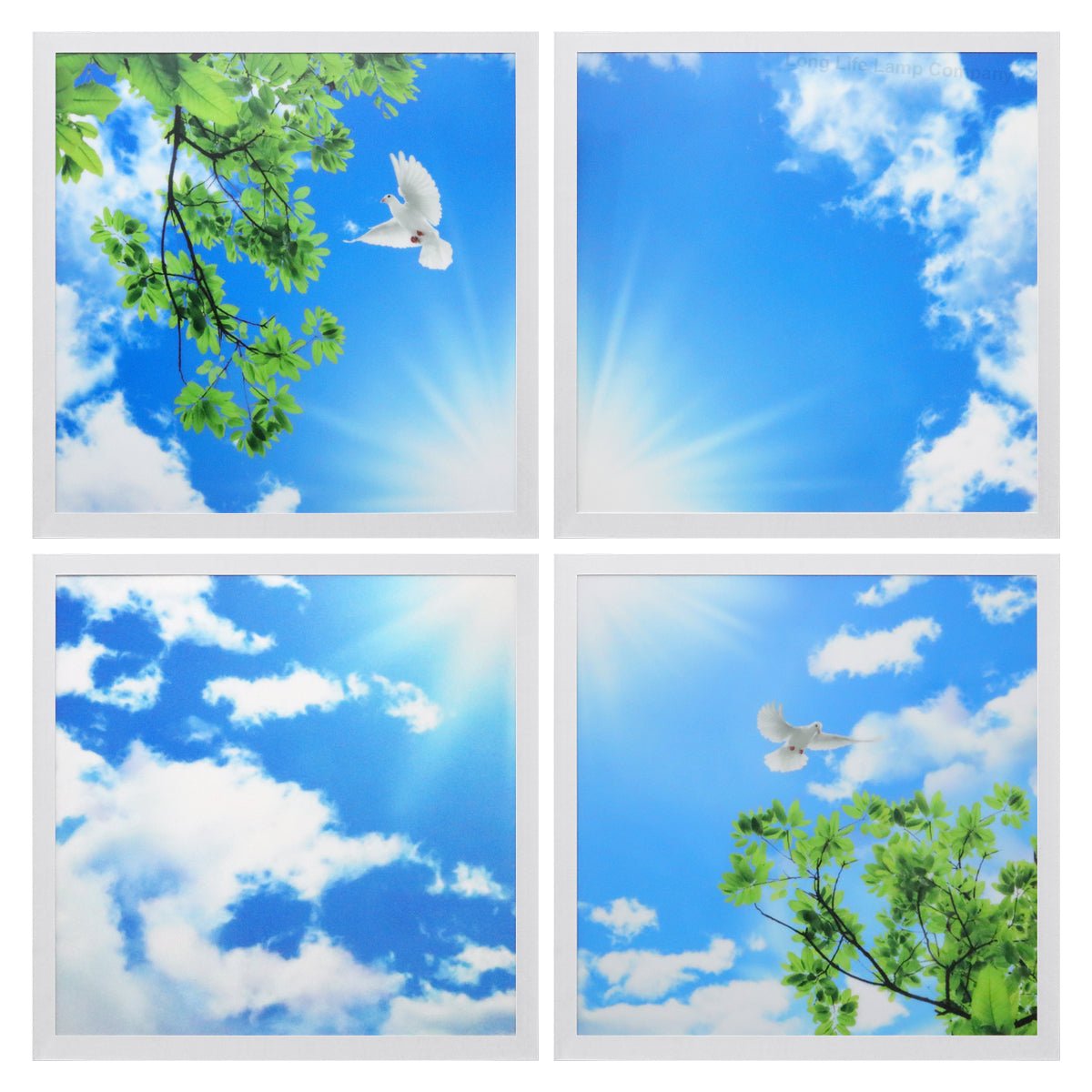 175W 4 Set Blue Sky LED Ceiling Recessed Panel 600 x 600 Sun Birds Cloud Sky Scene - Energy Light Bulbs - Free delivery on all orders