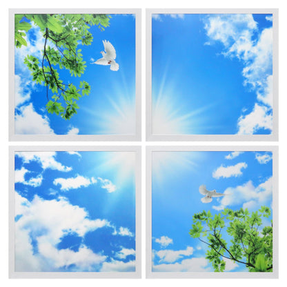 175W 4 Set Blue Sky LED Ceiling Recessed Panel 600 x 600 Sun Birds Cloud Sky Scene - Energy Light Bulbs - Free delivery on all orders
