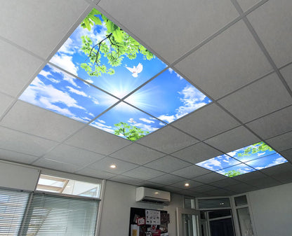 175W 4 Set Blue Sky LED Ceiling Recessed Panel 600 x 600 Sun Birds Cloud Sky Scene - Energy Light Bulbs - Free delivery on all orders