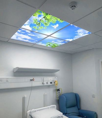 175W 4 Set Blue Sky LED Ceiling Recessed Panel 600 x 600 Sun Birds Cloud Sky Scene - Energy Light Bulbs - Free delivery on all orders
