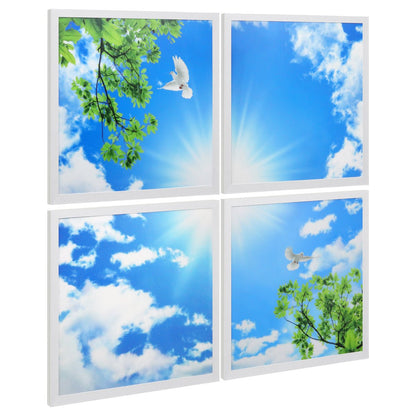 175W 4 Set Blue Sky LED Ceiling Recessed Panel 600 x 600 Sun Birds Cloud Sky Scene - Energy Light Bulbs - Free delivery on all orders