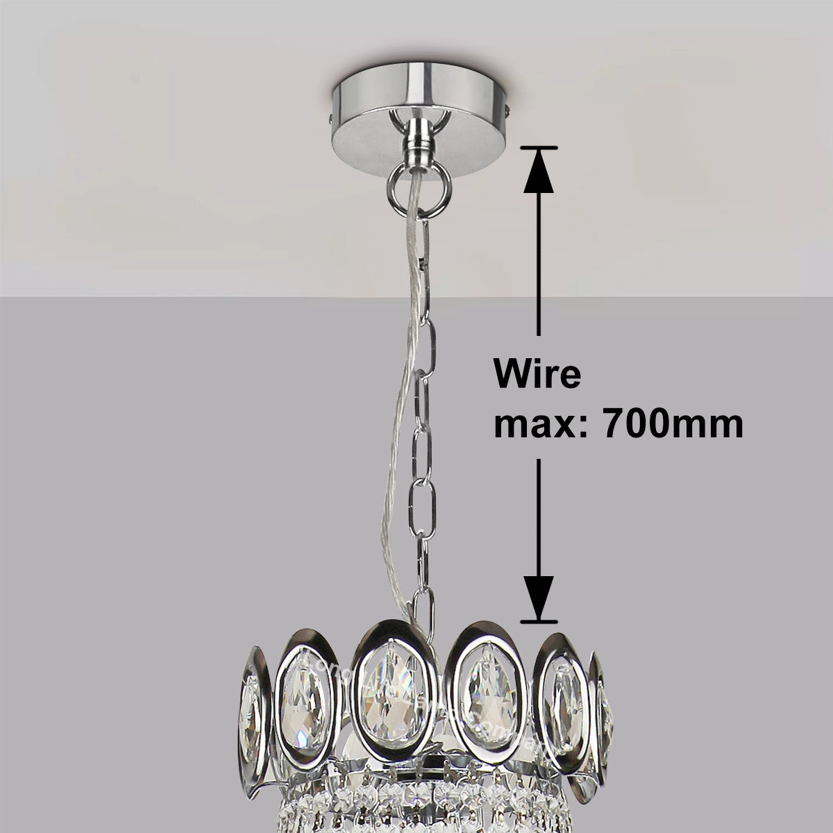 Large Ceiling Crystal Pendant Chandelier Suspended Chrome Frame Cascading Droplets