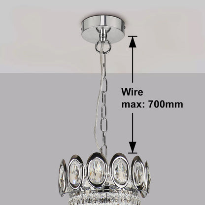Large Ceiling Crystal Pendant Chandelier Suspended Chrome Frame Cascading Droplets