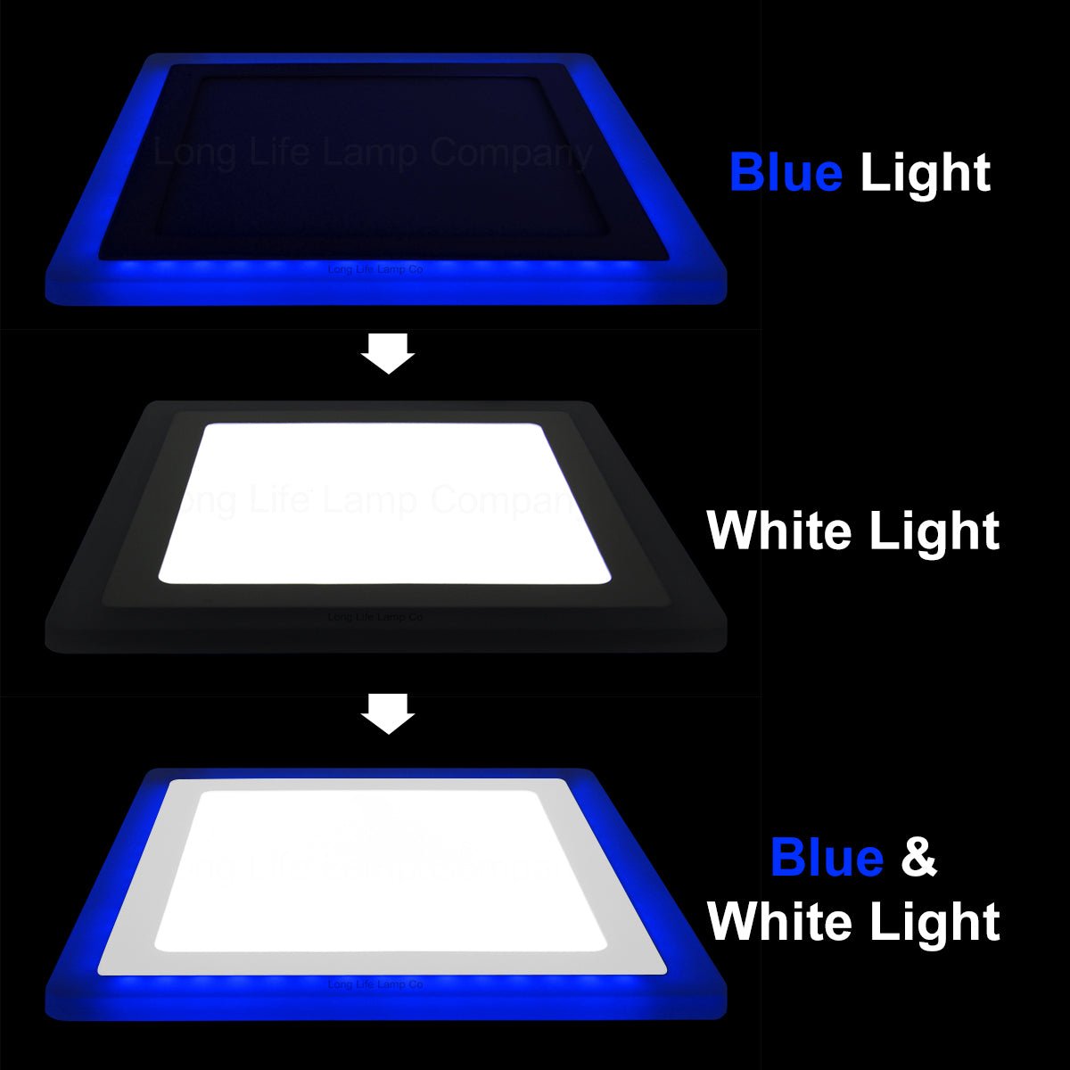 18w + 6w Square Recessed LED Ceiling Panel Light Dual Colour Cool White/Blue - Energy Light Bulbs - Free delivery on all orders