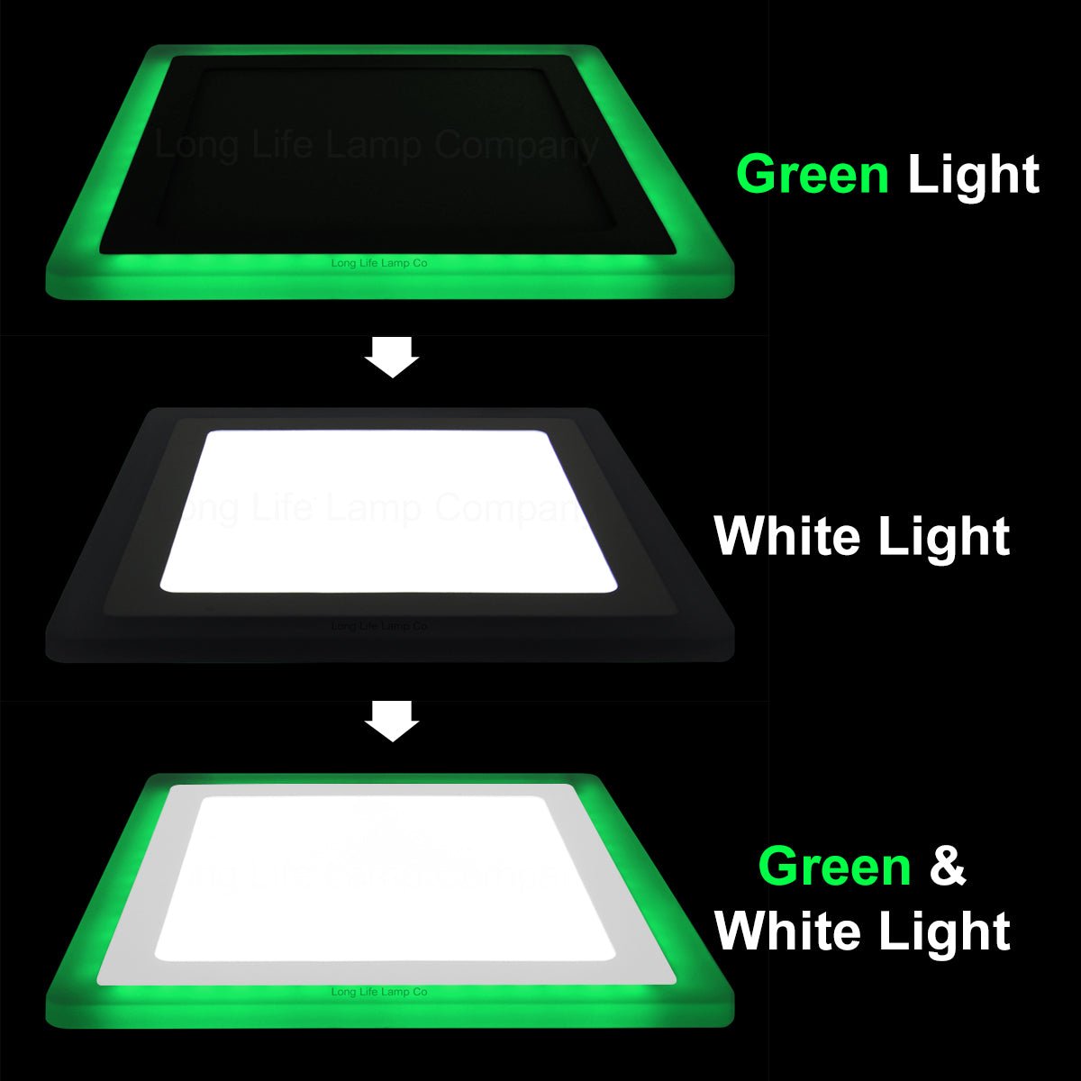 18w + 6w Square Recessed LED Ceiling Panel Light Dual Colour Cool White/Green - Energy Light Bulbs - Free delivery on all orders
