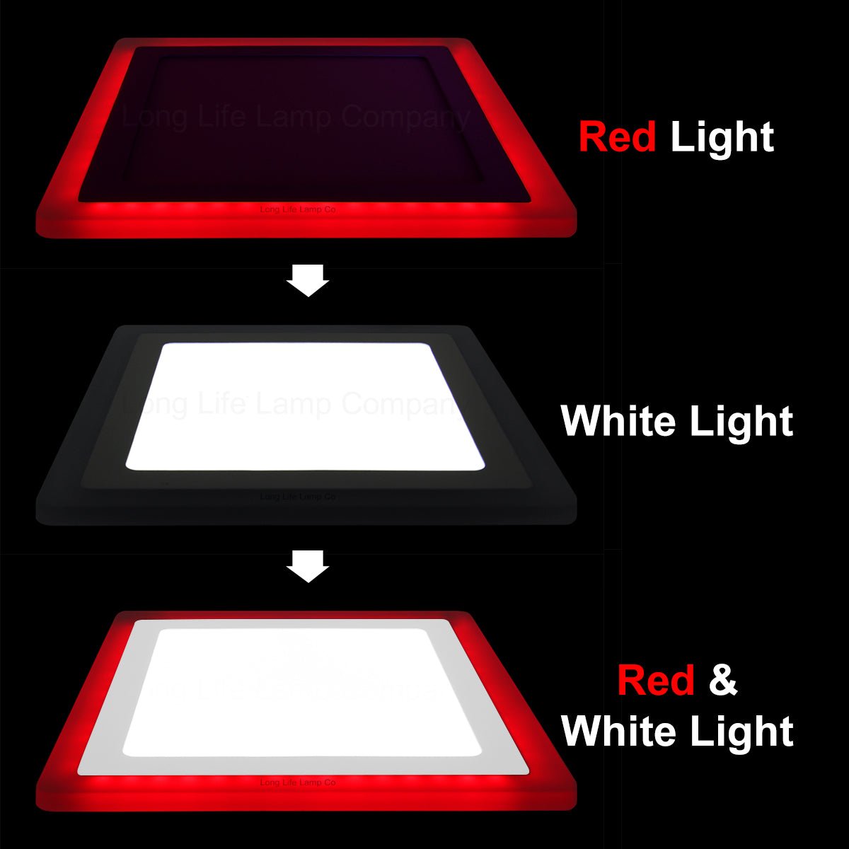 18w + 6w Square Recessed LED Ceiling Panel Light Dual Colour Cool White/Red - Energy Light Bulbs - Free delivery on all orders