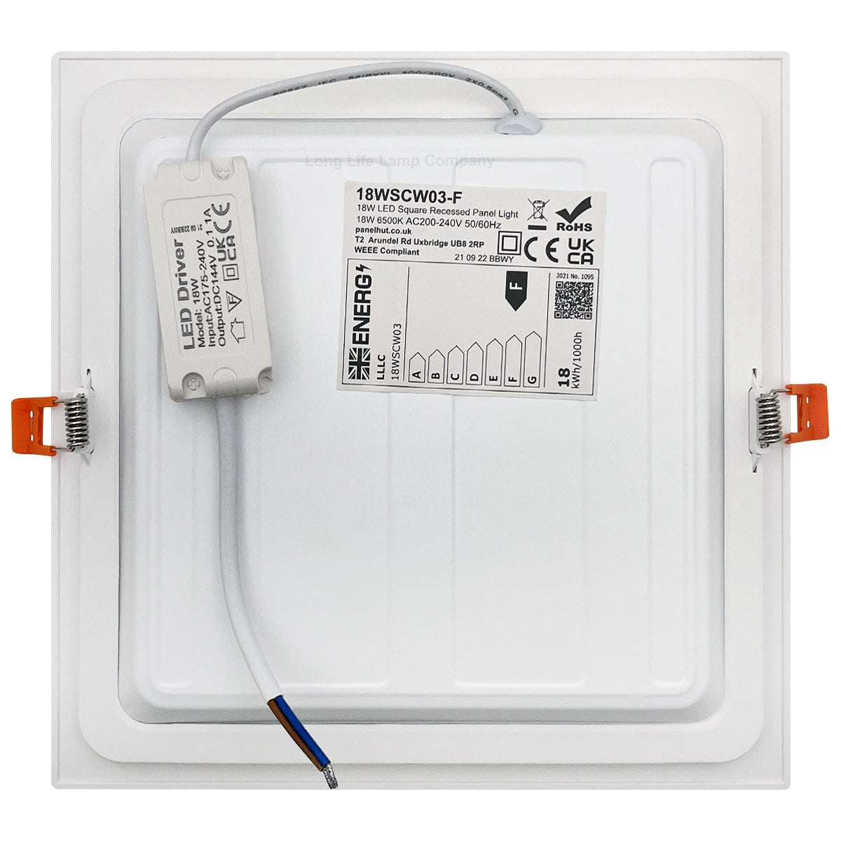18W LED Back Lit Square Recessed Ceiling Panel Light Cool White 6500k 225 x 225 - Energy Light Bulbs - Free delivery on all orders