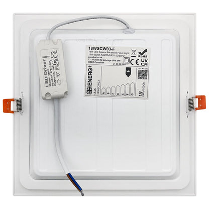 18W LED Back Lit Square Recessed Ceiling Panel Light Cool White 6500k 225 x 225 - Energy Light Bulbs - Free delivery on all orders