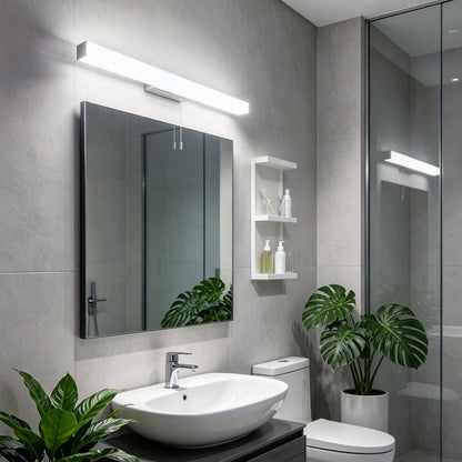 Contemporary bathroom mirror light with cool white LED lighting