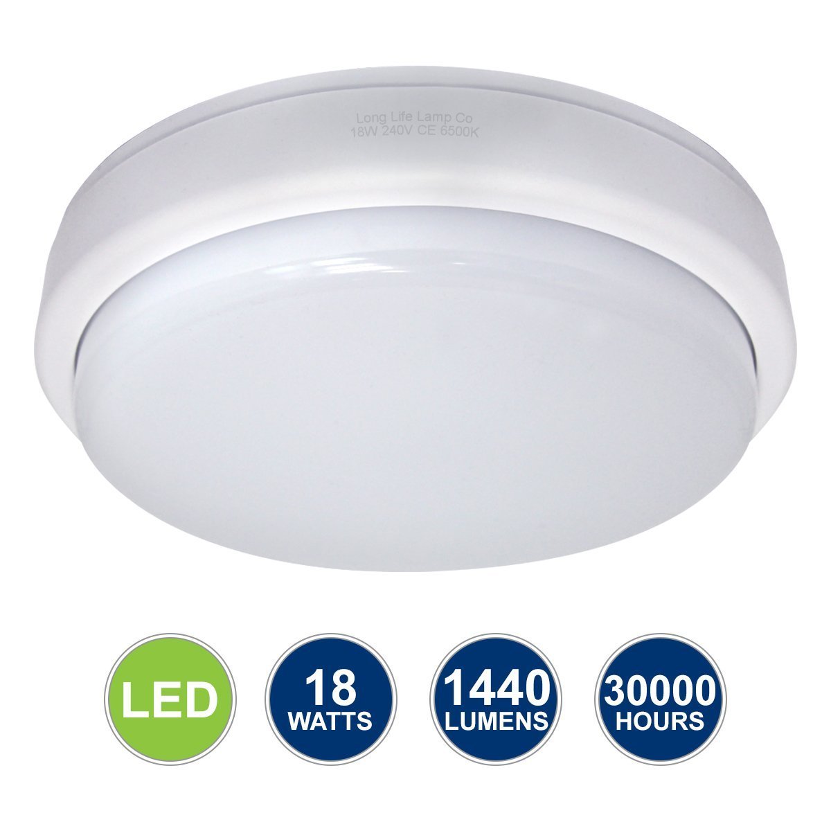18w LED Bulkhead Ceiling Light Mounted Round Dome Cool White - Energy Light Bulbs - Free delivery on all orders