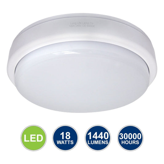 18w LED Bulkhead Ceiling Light Mounted Round Dome Cool White - Energy Light Bulbs - Free delivery on all orders