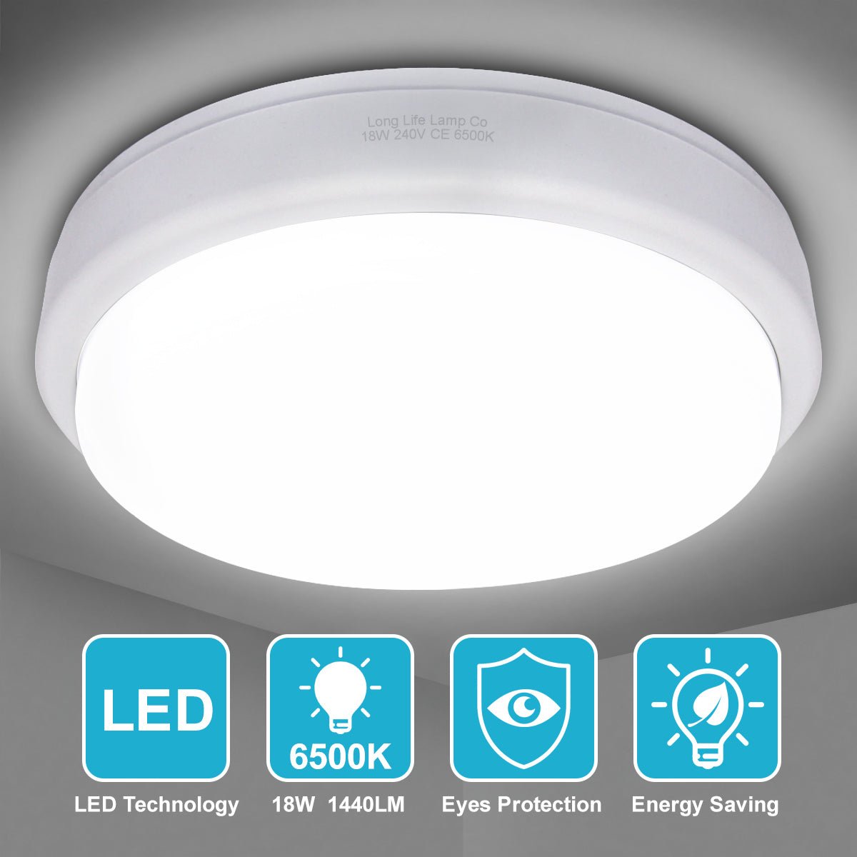 18w LED Bulkhead Ceiling Light Mounted Round Dome Cool White - Energy Light Bulbs - Free delivery on all orders