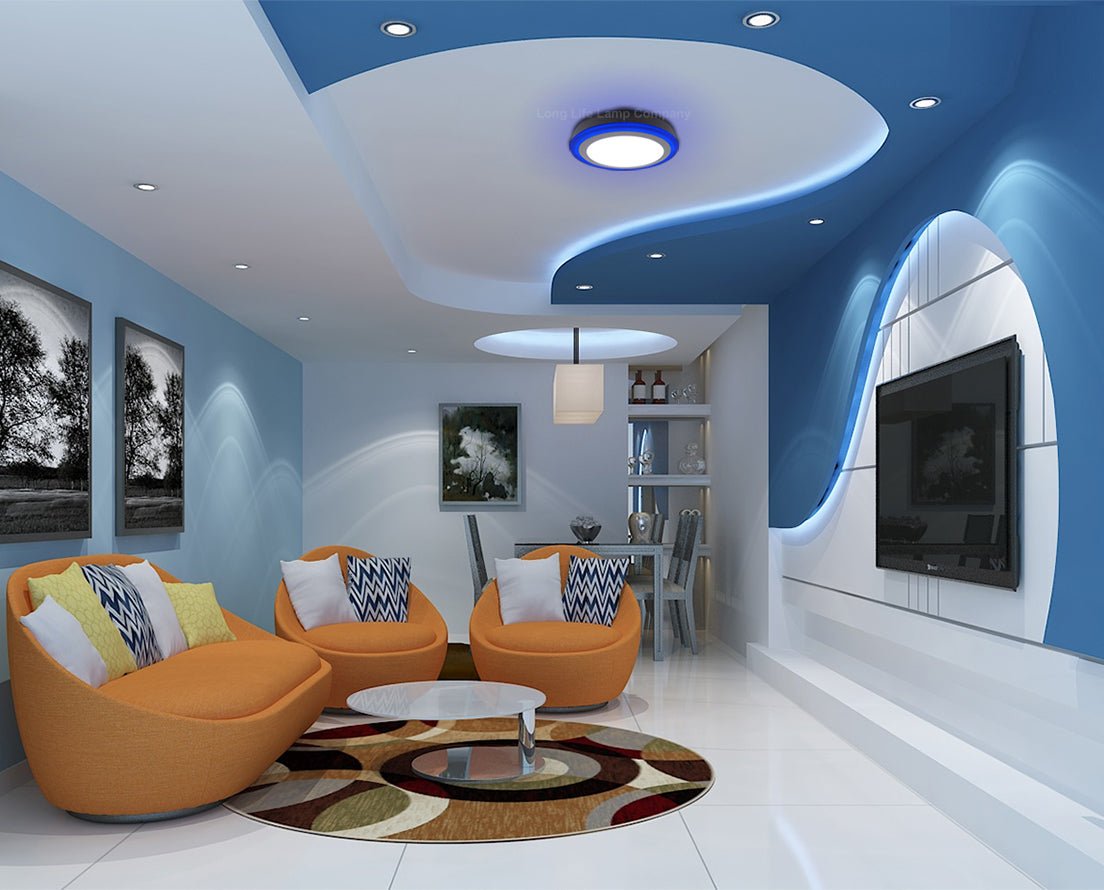 18w LED Ceiling Light Cool White with Blue Ambient Ring Surface Mount - Energy Light Bulbs - Free delivery on all orders