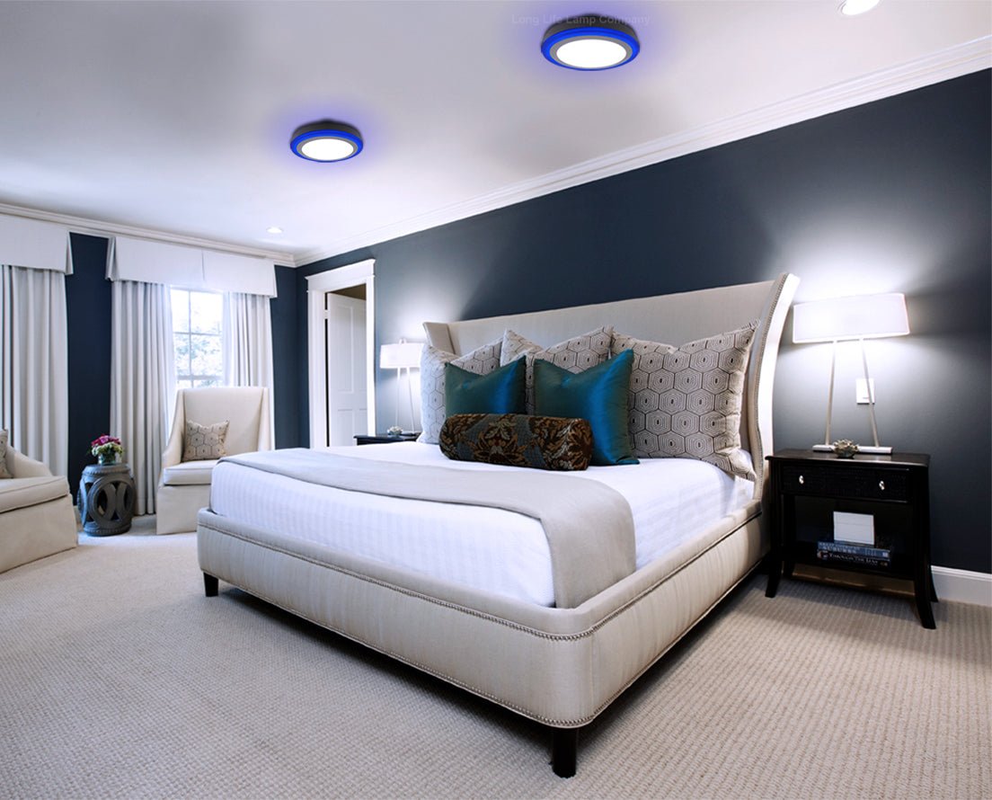 18w LED Ceiling Light Cool White with Blue Ambient Ring Surface Mount - Energy Light Bulbs - Free delivery on all orders