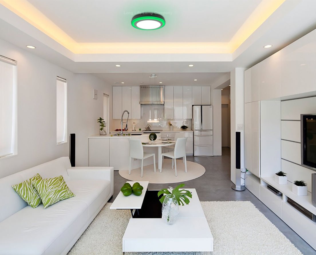 18w LED Ceiling Light Cool White with Green Ambient Ring Surface Mount - Energy Light Bulbs - Free delivery on all orders