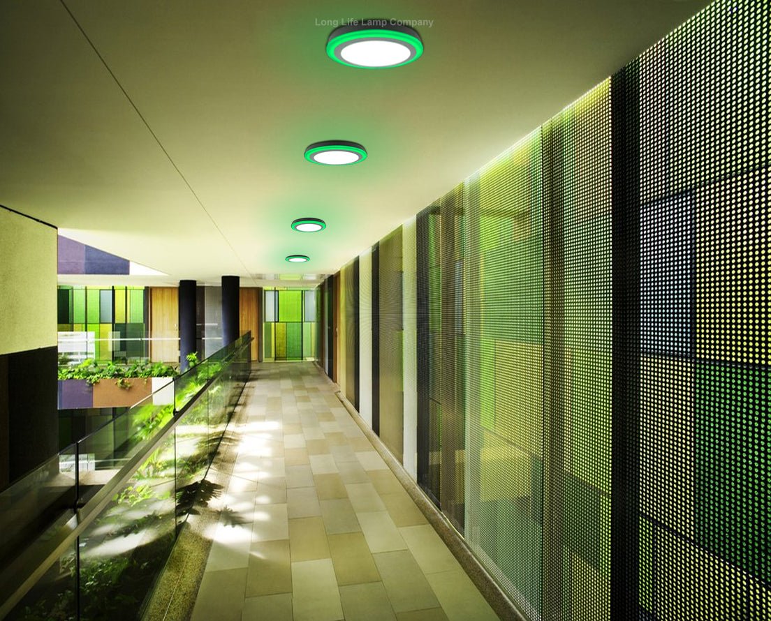 18w LED Ceiling Light Cool White with Green Ambient Ring Surface Mount - Energy Light Bulbs - Free delivery on all orders