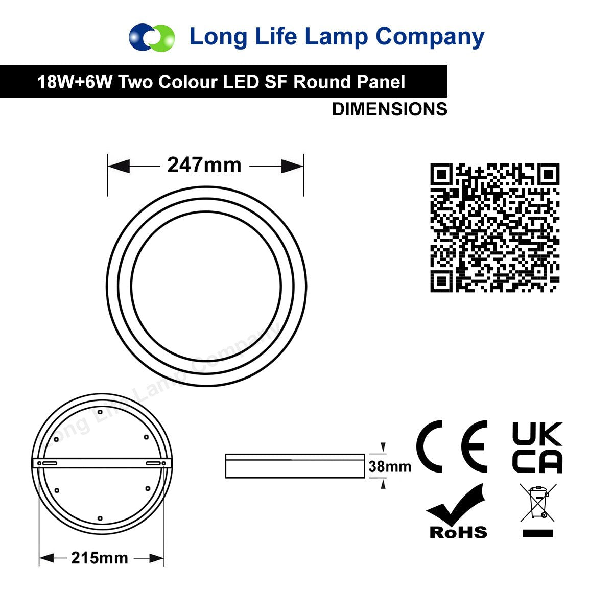 18w LED Ceiling Light Cool White with Green Ambient Ring Surface Mount - Free delivery on all orders
