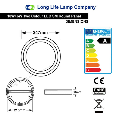 18w LED Ceiling Light Cool White with Green Ambient Ring Surface Mount - Energy Light Bulbs - Free delivery on all orders