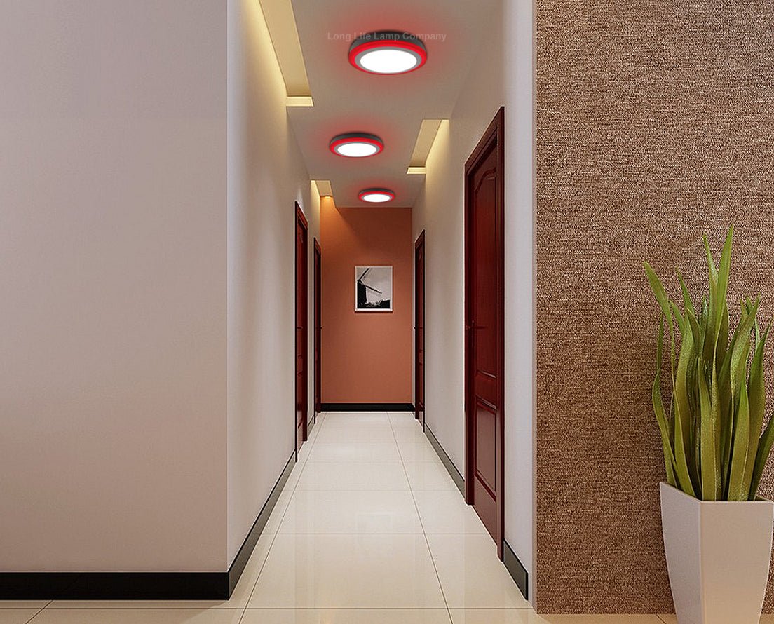 18w LED Ceiling Light Cool White with Red Ambient Ring Surface Mount - Energy Light Bulbs - Free delivery on all orders