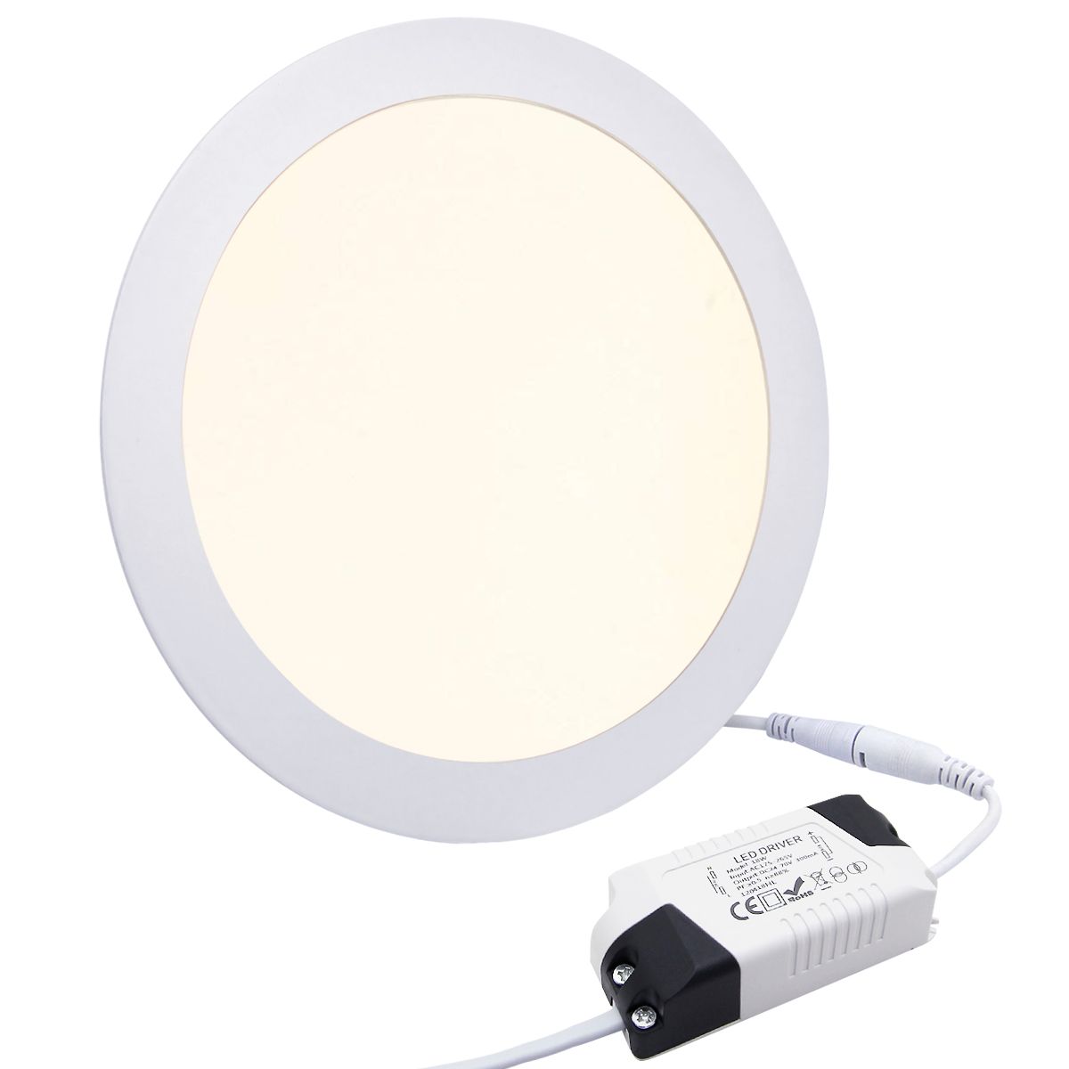 18w LED Round Recessed Ceiling Flat Panel Down Light Ultra Slim 3500K Warm White - Energy Light Bulbs - Free delivery on all orders