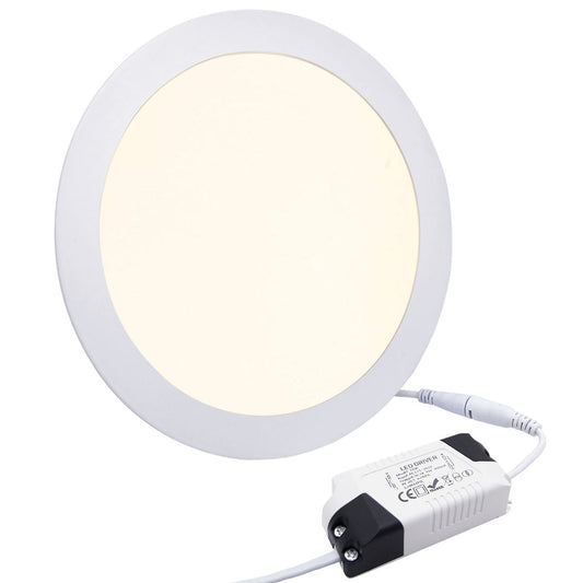 18w LED Round Recessed Ceiling Flat Panel Down Light Ultra Slim 3500K Warm White - Energy Light Bulbs - Free delivery on all orders