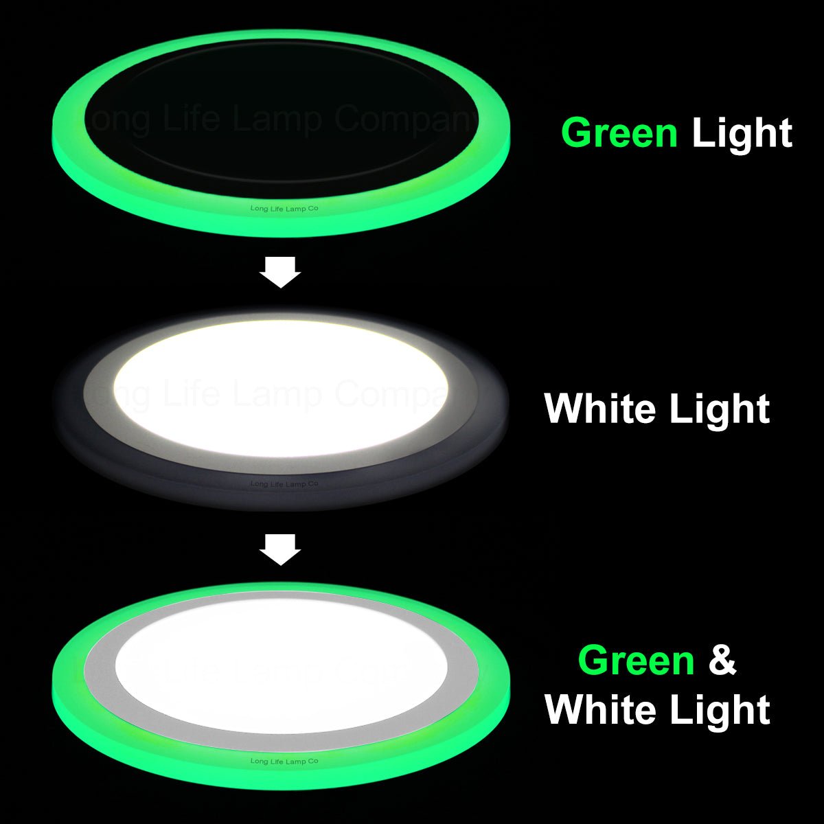 18w LED Round Recessed Ceiling Panel Light Dual Colour Cool White Green Ring - Energy Light Bulbs - Free delivery on all orders