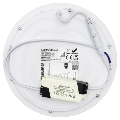 18w LED Round Recessed Ceiling Panel Light Ultra Slim Cool White 6500K - Energy Light Bulbs - Free delivery on all orders