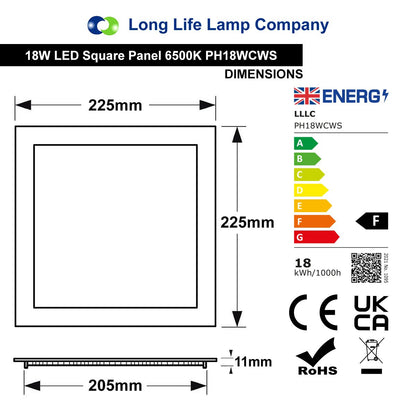 18w Recessed LED Square Panel Light 6500K Continuous Running Hours Philips Driver - Energy Light Bulbs - Free delivery on all orders