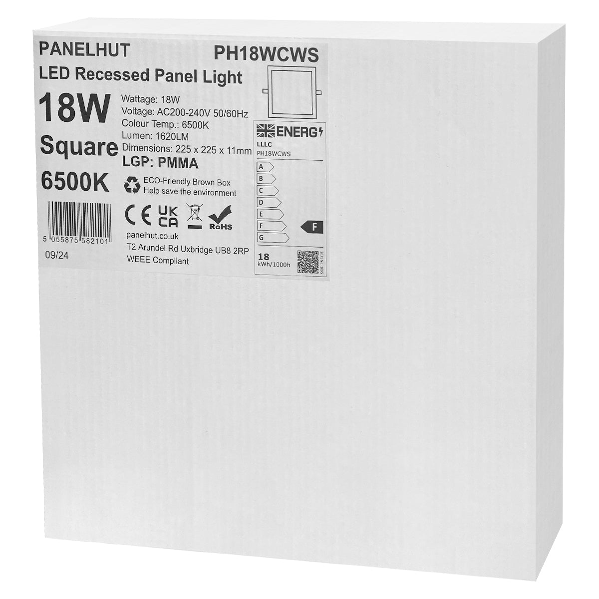 18w Recessed LED Square Panel Light 6500K Continuous Running Hours Philips Driver - Energy Light Bulbs - Free delivery on all orders