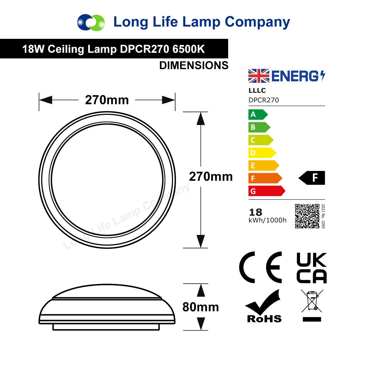 18w Round LED Ceiling Light Flush Mount IP54 6500K - Energy Light Bulbs - Free delivery on all orders
