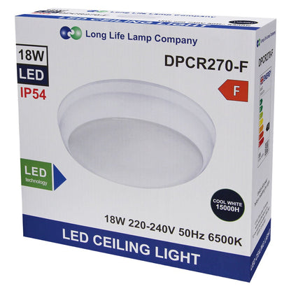 18w Round LED Ceiling Light Flush Mount IP54 6500K - Energy Light Bulbs - Free delivery on all orders