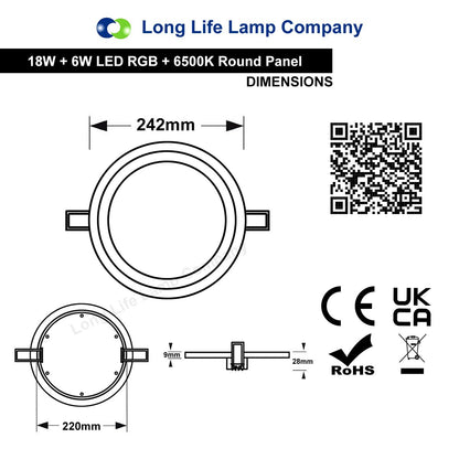 18W Round LED Ceiling Light Panel 24W RGB Ambient Ring Remote Control - Free delivery on all orders