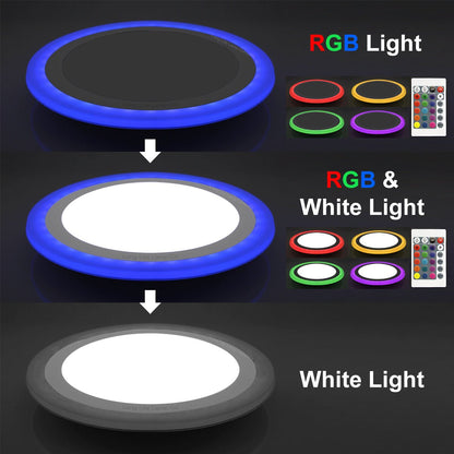 18w Round LED Ceiling Light Panel Cool White with 6w RGB Colour Changing Ambient Ring Remote Controlled - Energy Light Bulbs - Free delivery on all orders