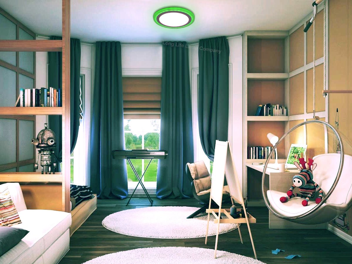 18w Round LED Ceiling Light Panel Cool White with 6w RGB Colour Changing Ambient Ring Remote Controlled - Energy Light Bulbs - Free delivery on all orders