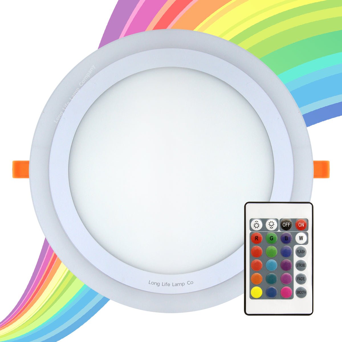 18w Round LED Ceiling Light Panel Cool White with 6w RGB Colour Changing Ambient Ring Remote Controlled - Energy Light Bulbs - Free delivery on all orders