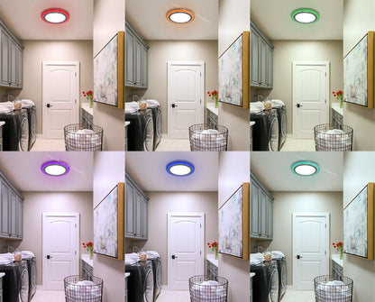 18w Round LED Ceiling Light Panel Cool White with 6w RGB Colour Changing Ambient Ring Remote Controlled - Energy Light Bulbs - Free delivery on all orders