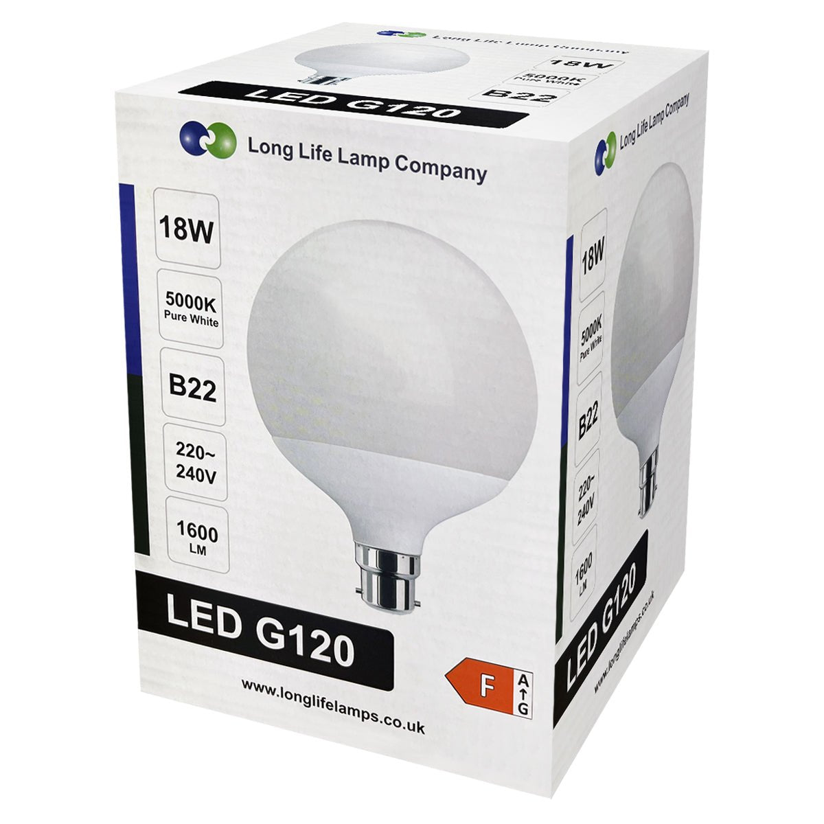 18w Round LED Globe Bulb B22 Bayonet Base Cool White Equivalent To 162w - Free delivery on all orders