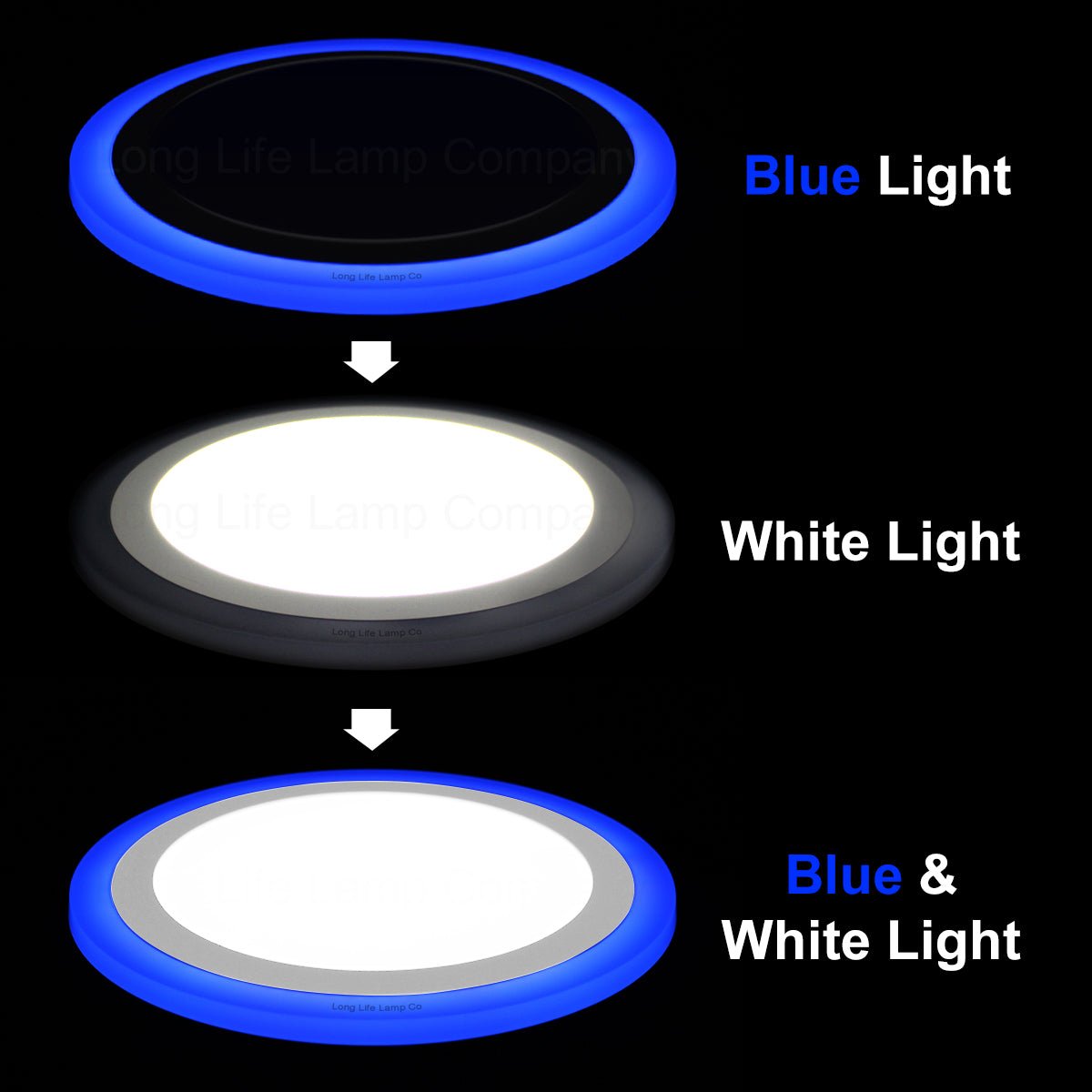 18w Round Recessed LED Ceiling Panel Light Dual Colour Cool White Blue Ring - Energy Light Bulbs - Free delivery on all orders