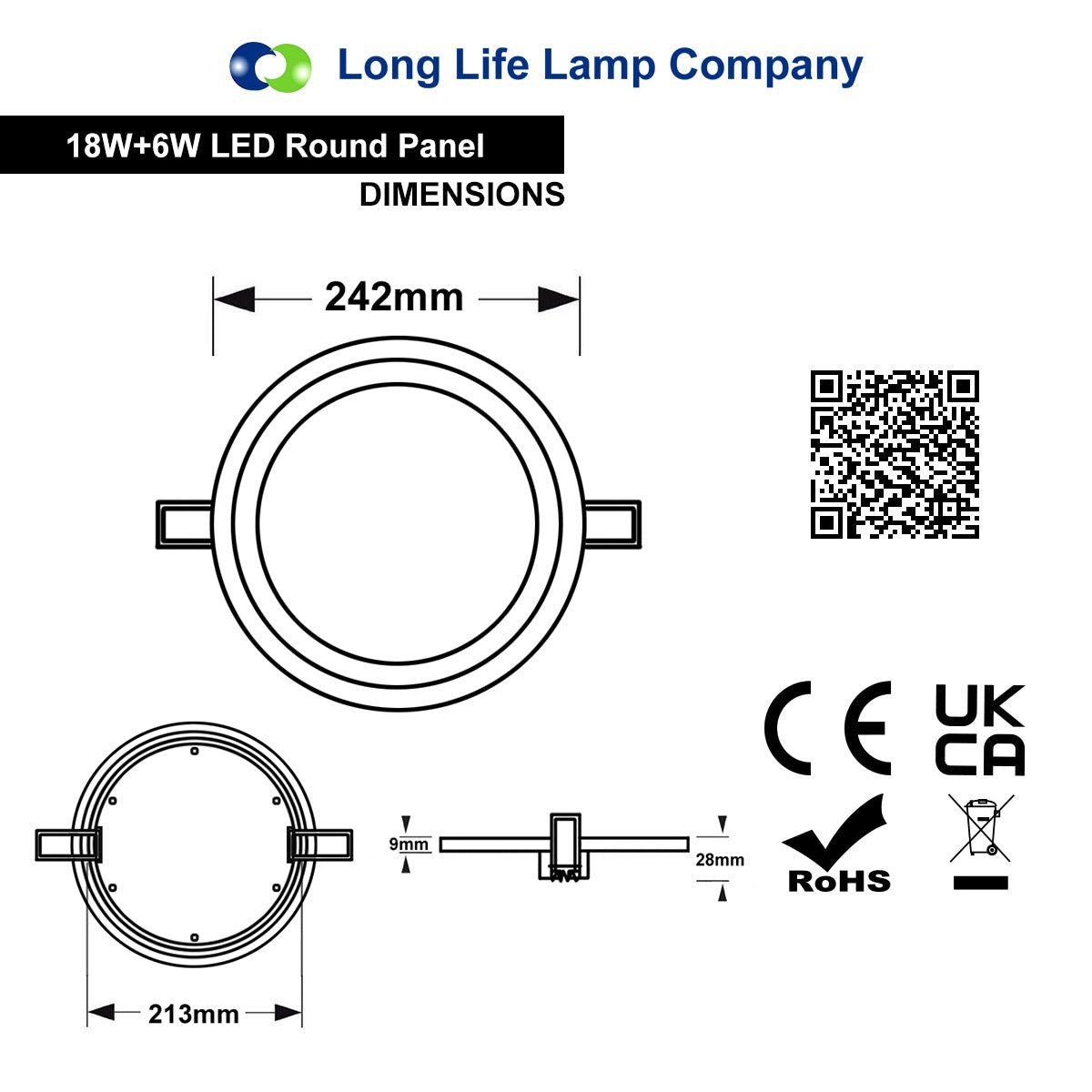 18w Round Recessed LED Ceiling Panel Light Dual Colour Cool White Blue Ring - Free delivery on all orders