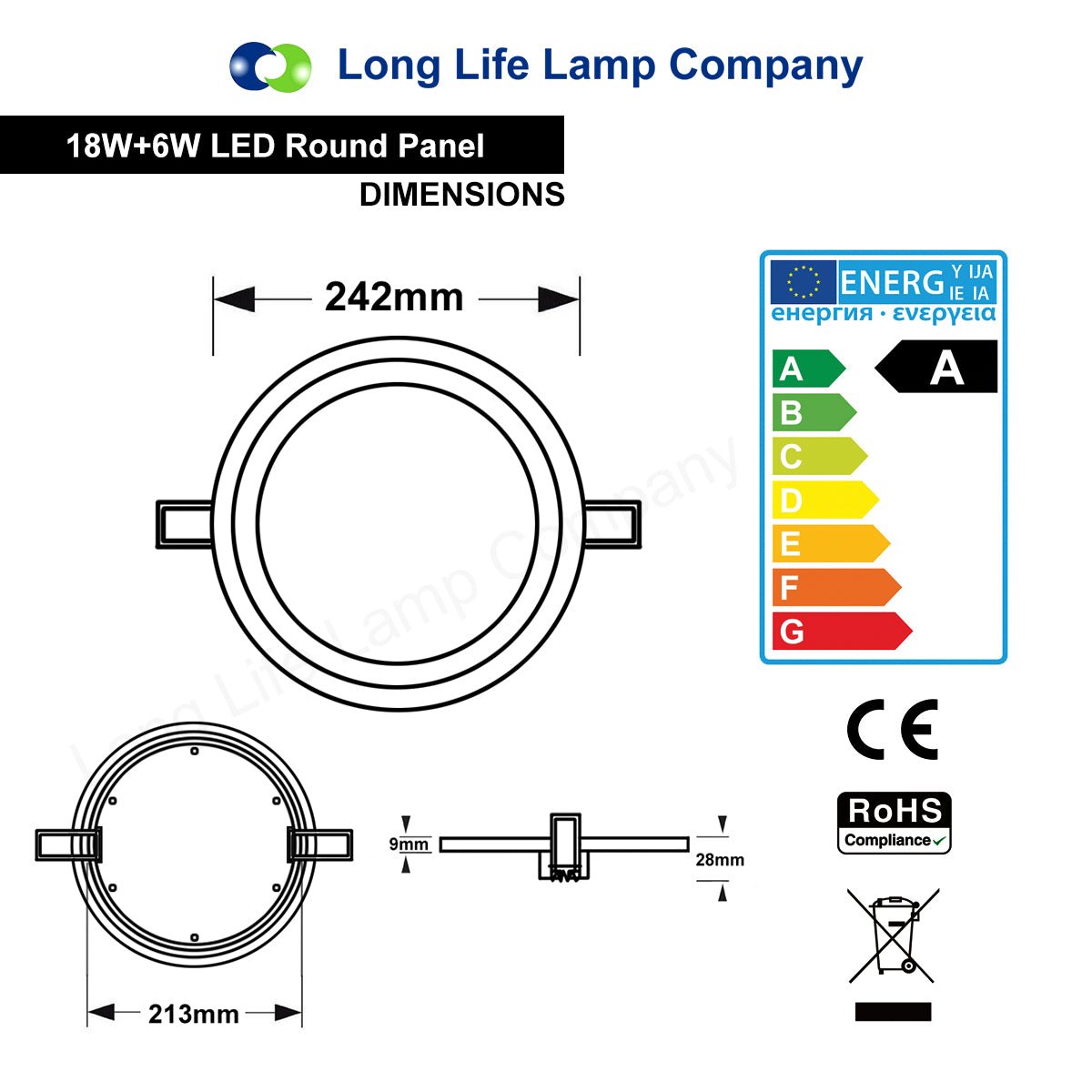 18w Round Recessed LED Ceiling Panel Light Dual Colour Cool White Blue Ring - Energy Light Bulbs - Free delivery on all orders