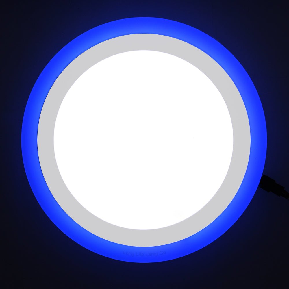 18w Round Recessed LED Ceiling Panel Light Dual Colour Cool White Blue Ring - Energy Light Bulbs - Free delivery on all orders